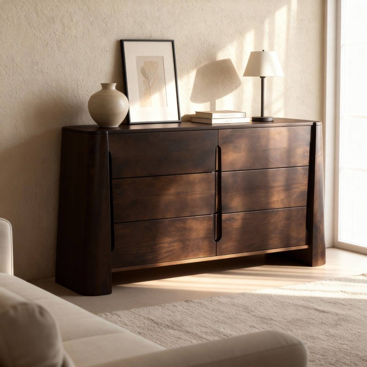 Commode en bois de manguier foncé Liriel