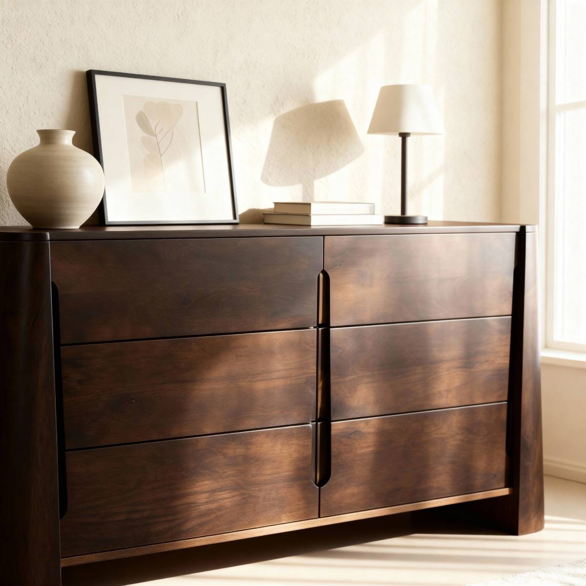 Commode en bois de manguier foncé Liriel