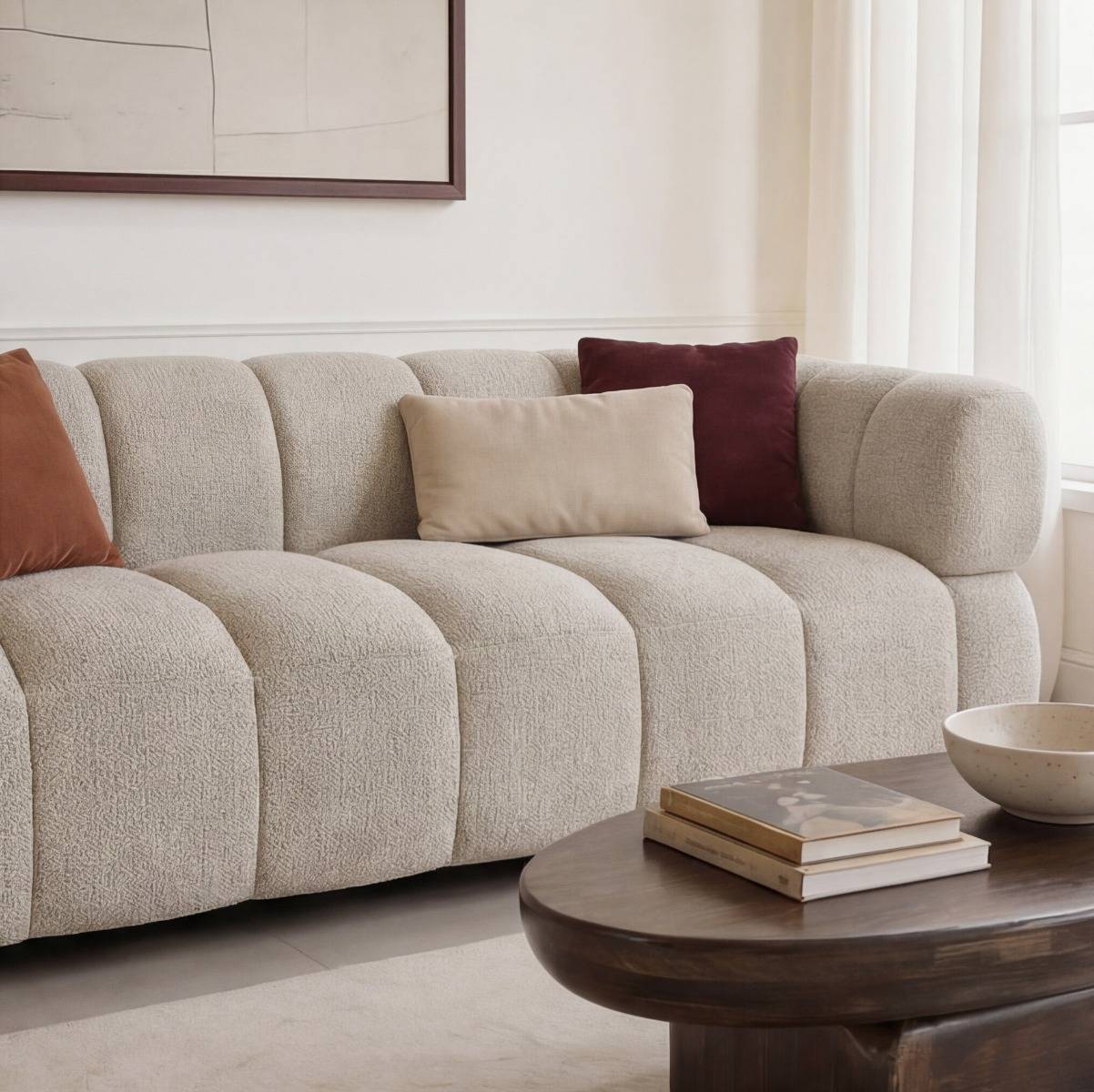 Canapé en tissu écru Syrel