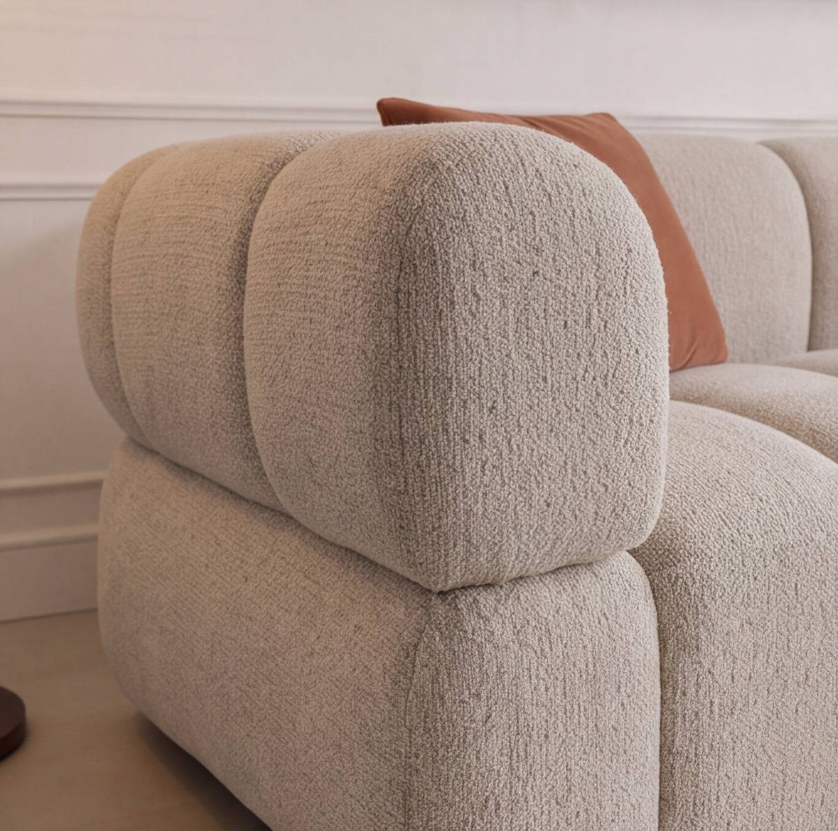 Canapé en tissu beige 3 places Syrel