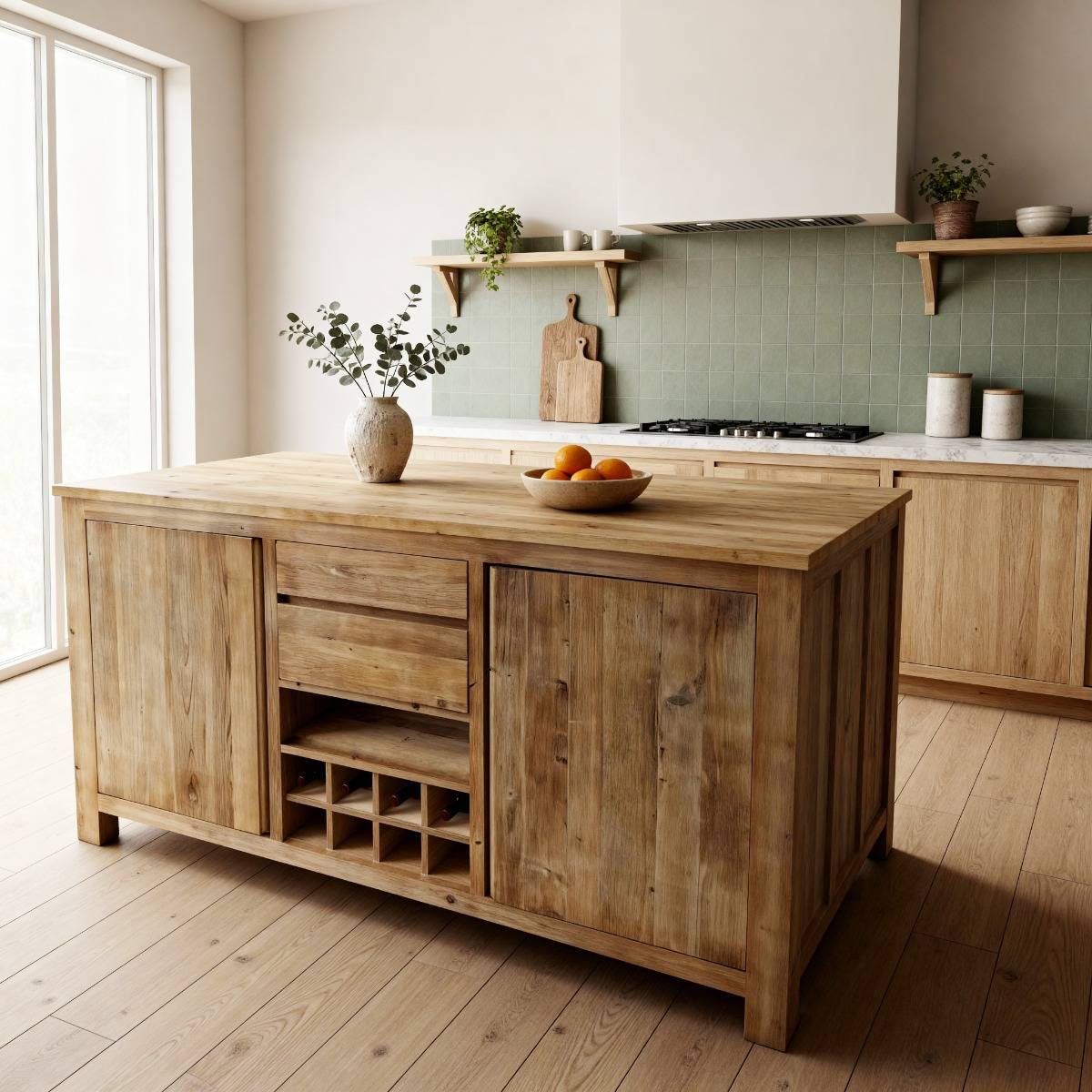 Ilot central en bois recyclé Garance