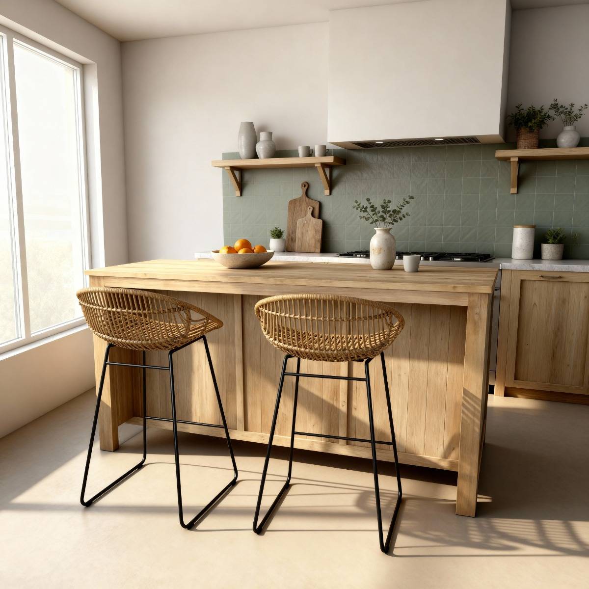 Ilot central en bois recyclé Garance