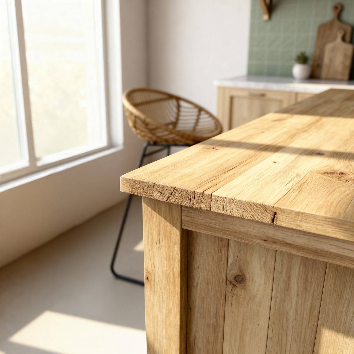 Ilot central en bois recyclé Garance