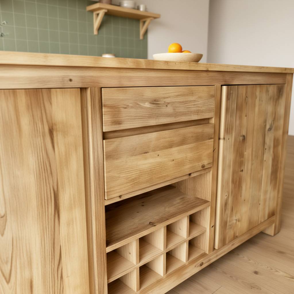 Ilot central en bois recyclé Garance