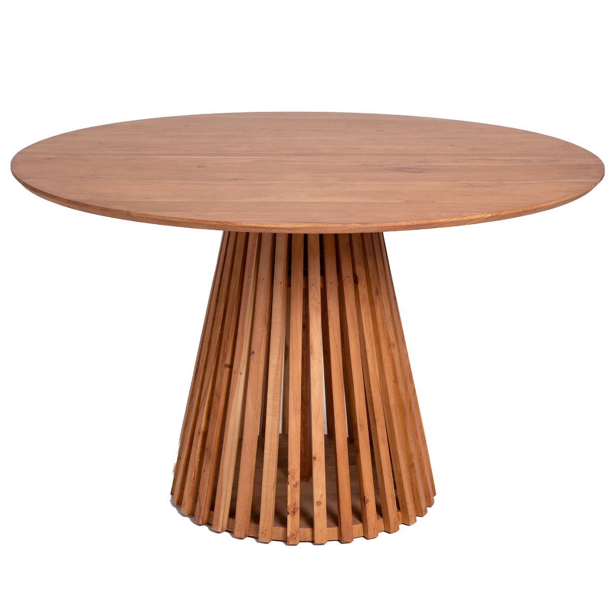 Table à manger ronde 140x140x76 cm décor chêne naturel - SELDA