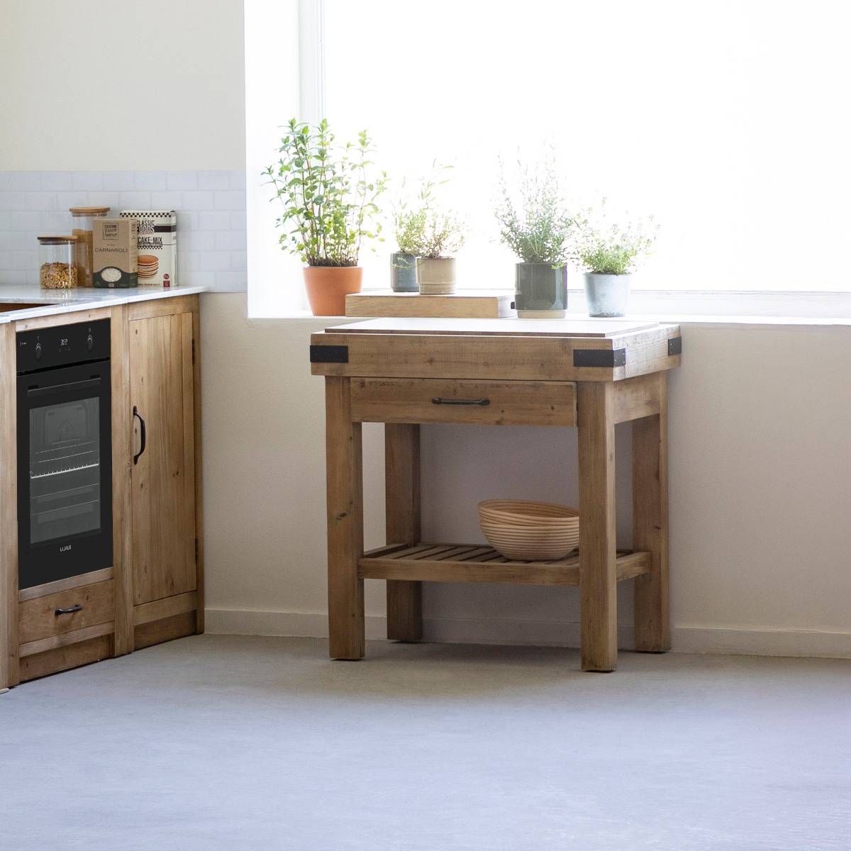 Meuble bas cuisine en bois recyclé Garance