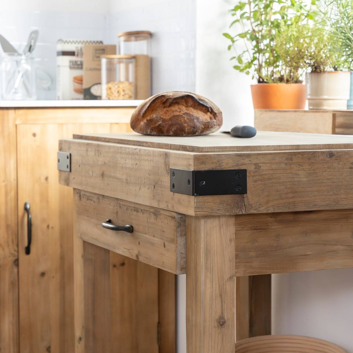 Meuble bas cuisine en bois recyclé Garance