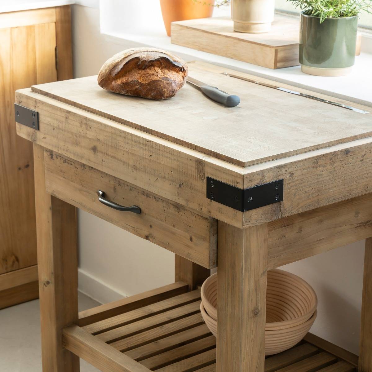 Meuble bas cuisine en bois recyclé Garance