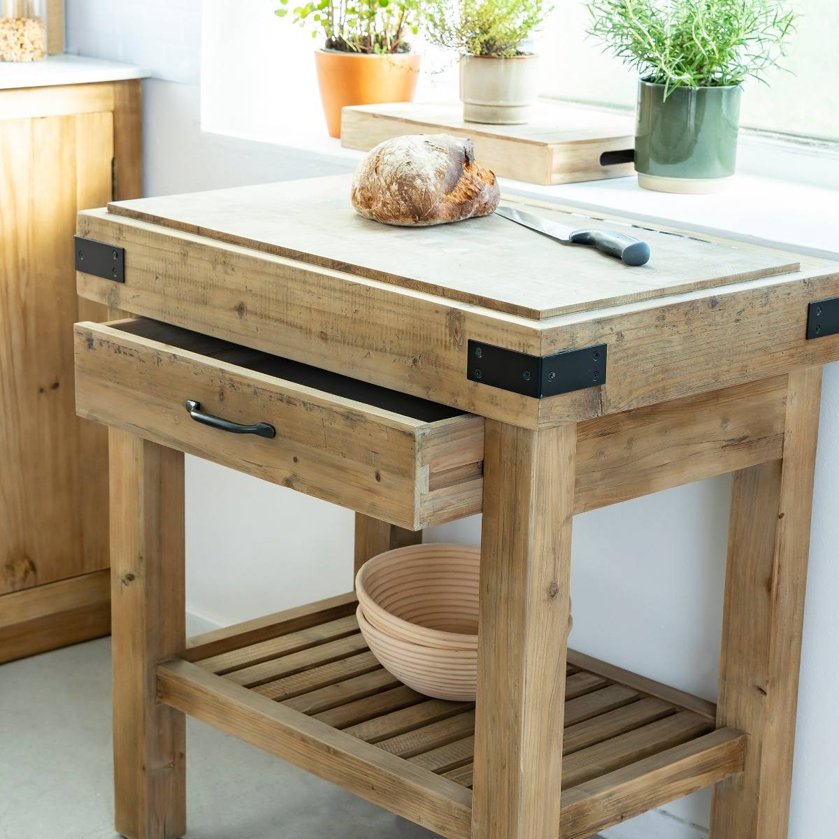 Meuble bas cuisine en bois recyclé Garance
