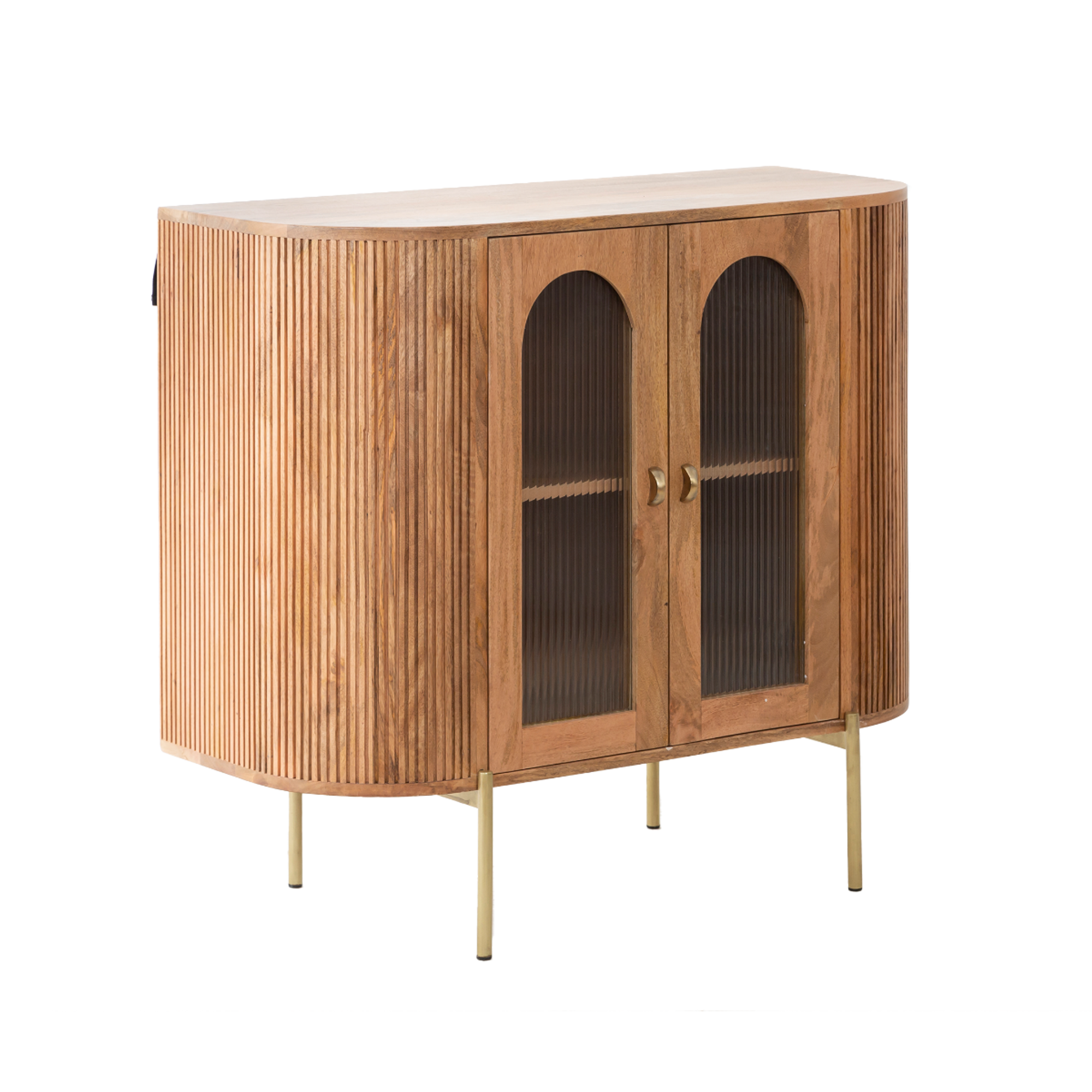 Vitrine arrondie en bois de manguier Maria
