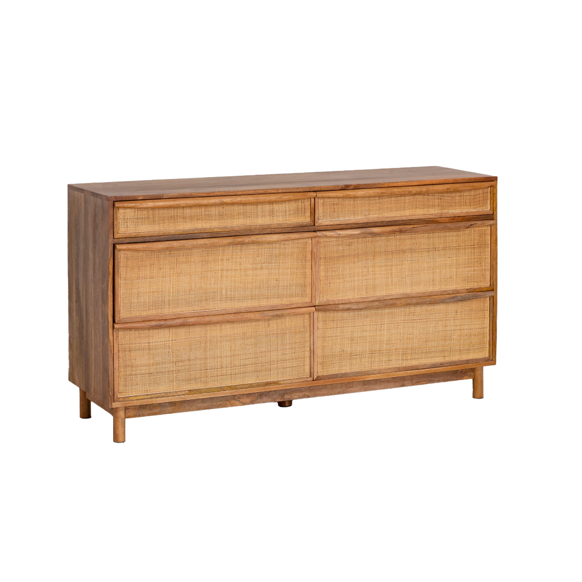 Commode en bois de manguier et cannage Rim