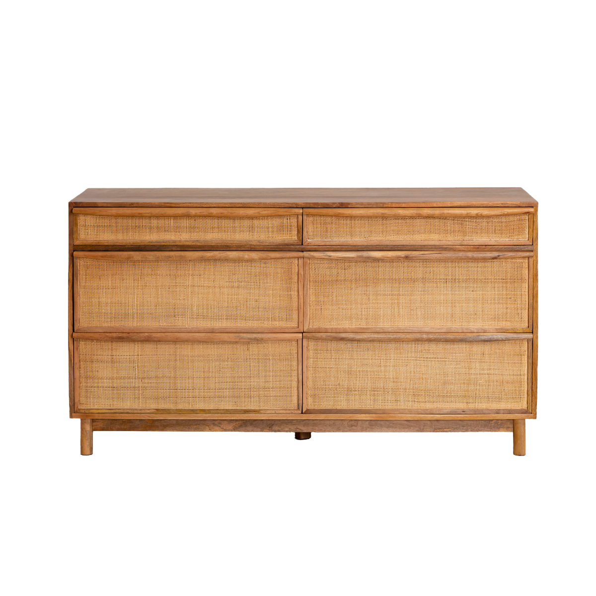 Commode en bois de manguier et cannage Rim