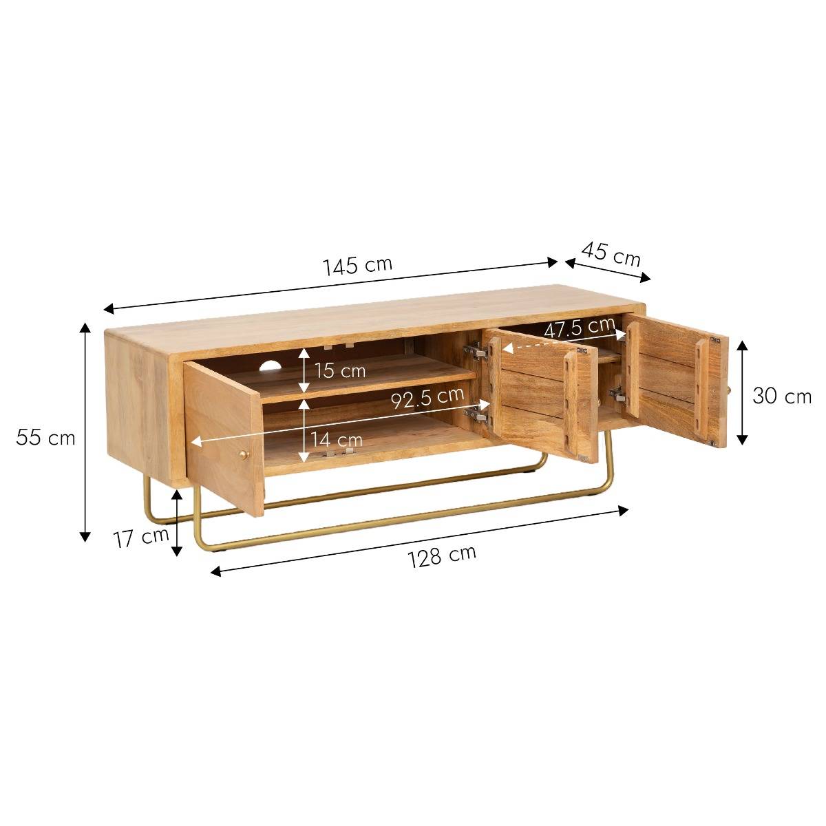 Meuble TV en bois de manguier et métal Zack
