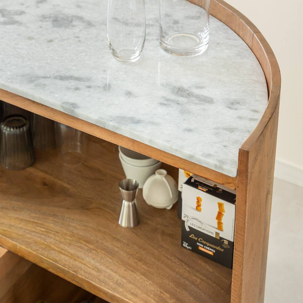 Meuble bar en bois de manguier et marbre Adler