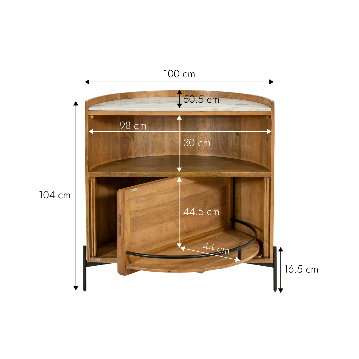Meuble bar en bois de manguier et marbre Adler
