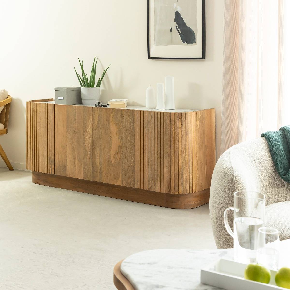 Buffet en bois de manguier et marbre Adler
