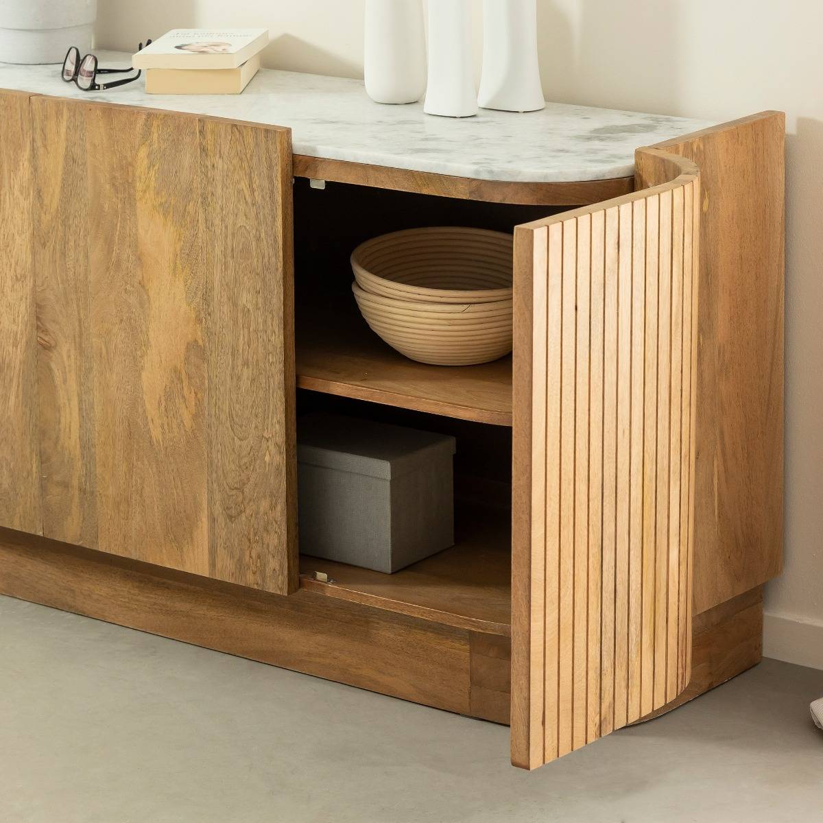 Buffet en bois de manguier et marbre Adler