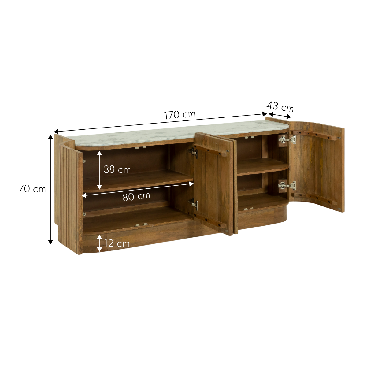 Buffet en bois de manguier et marbre Adler