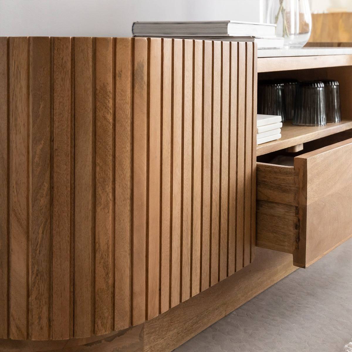 Meuble TV en bois de manguier et marbre Adler