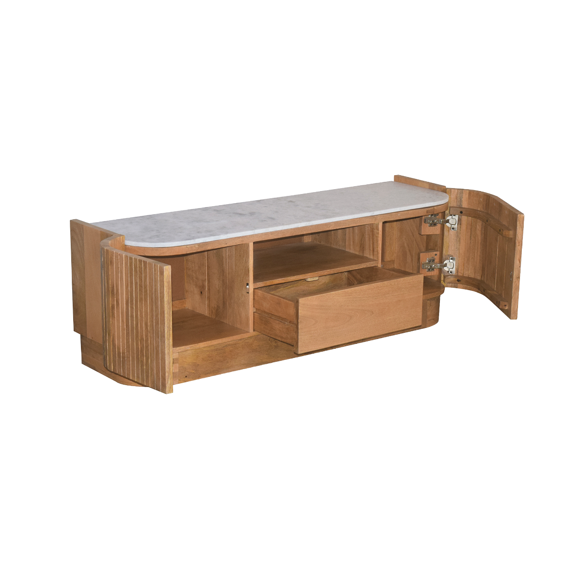 Meuble TV en bois de manguier et marbre Adler