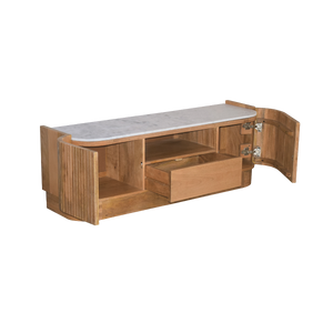 Meuble TV en bois de manguier et marbre Adler