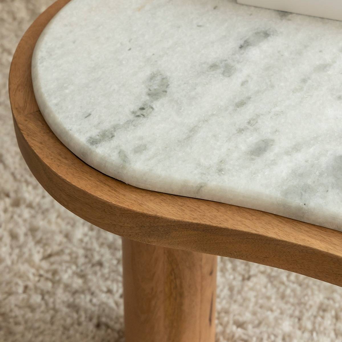 Table basse en bois de manguier et marbre Adler