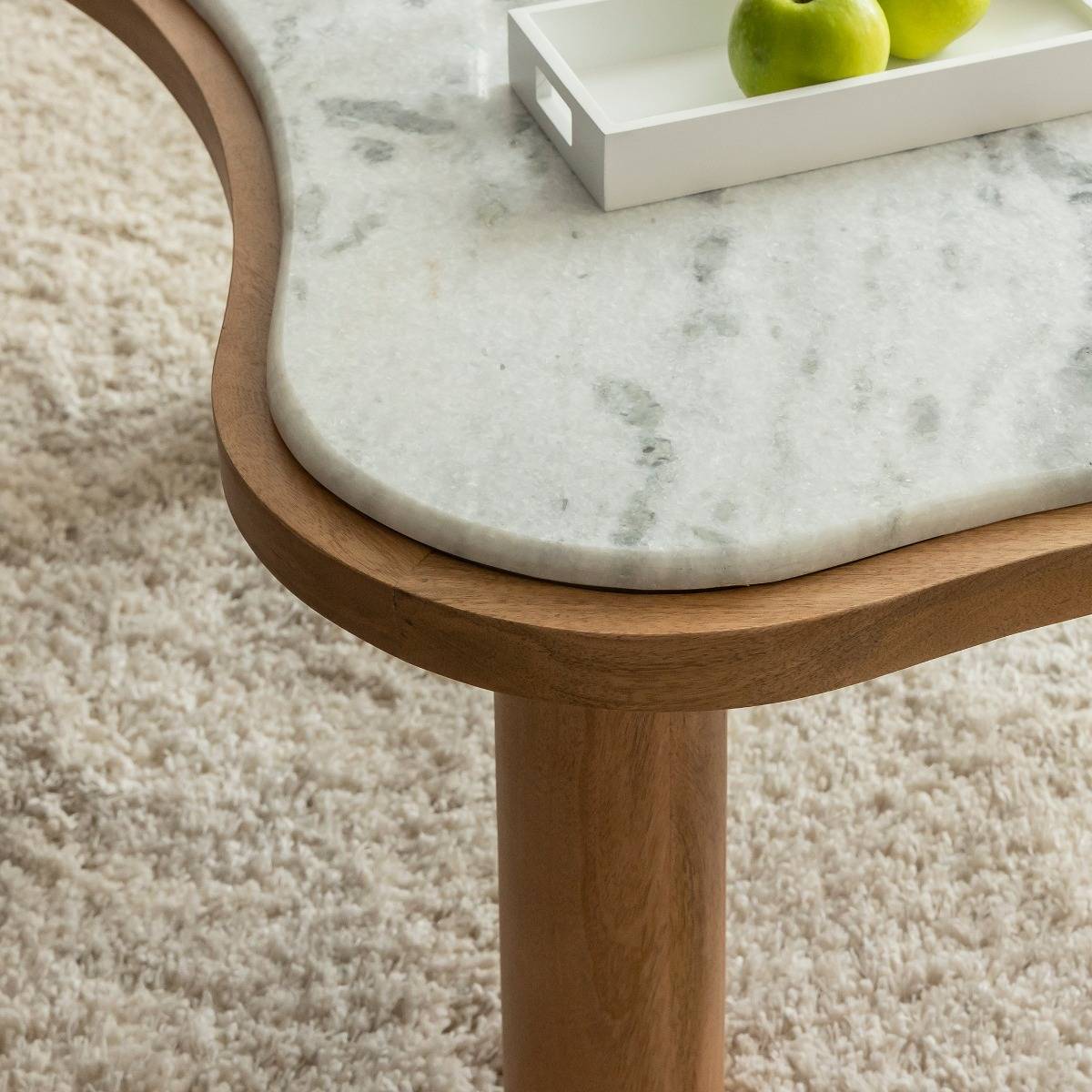 Table basse en bois de manguier et marbre Adler