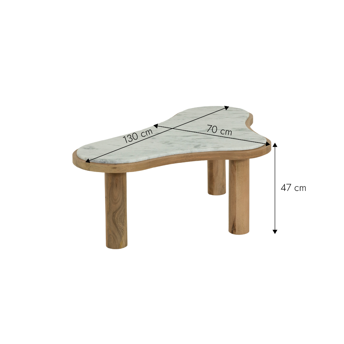 Table basse en bois de manguier et marbre Adler