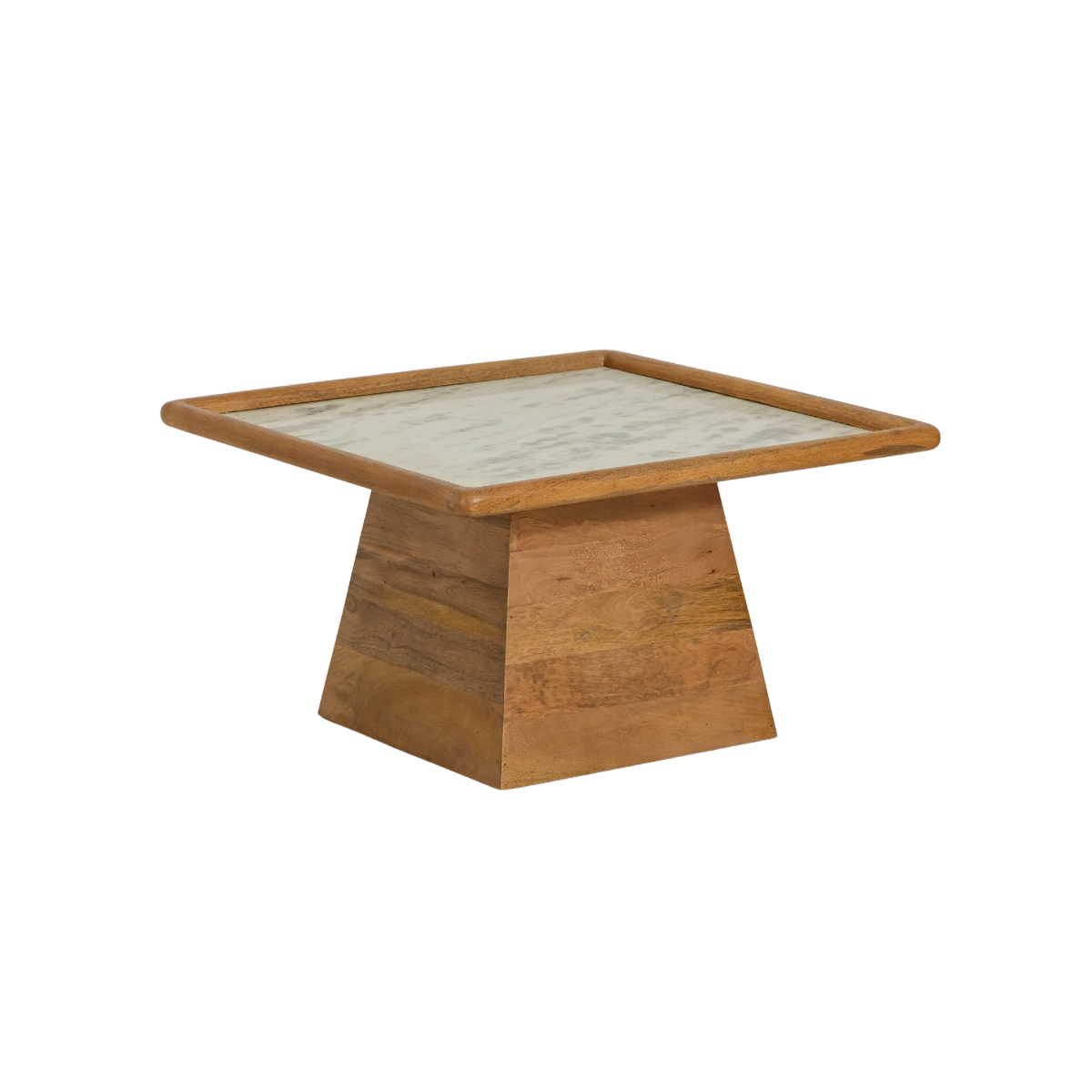 Table basse carrée en bois de manguier et marbre Adler