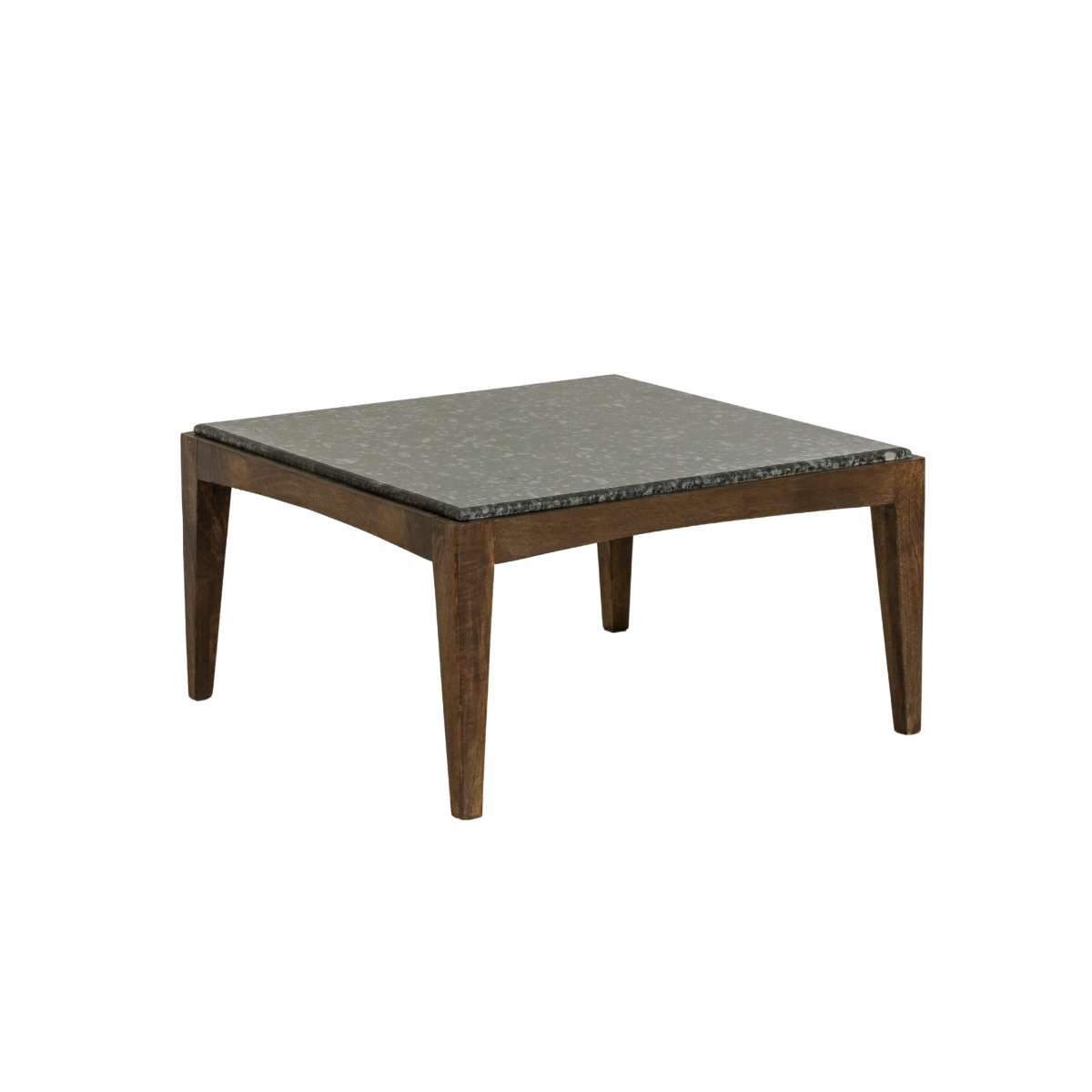 Table basse carrée en bois de manguier et marbre noir Ilithe