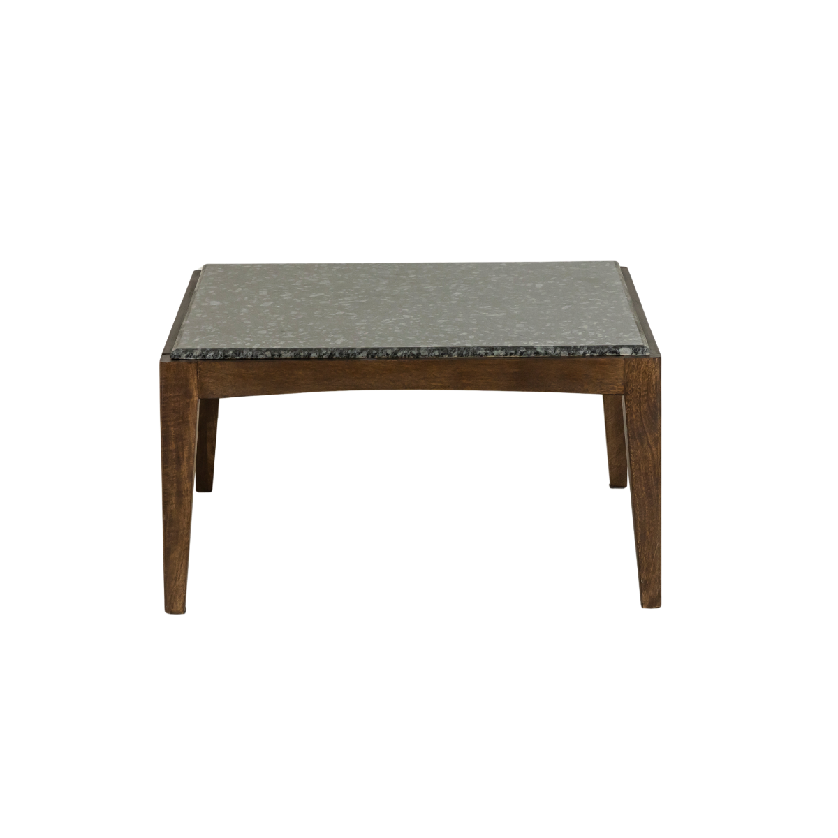 Table basse carrée en bois de manguier et marbre noir Ilithe