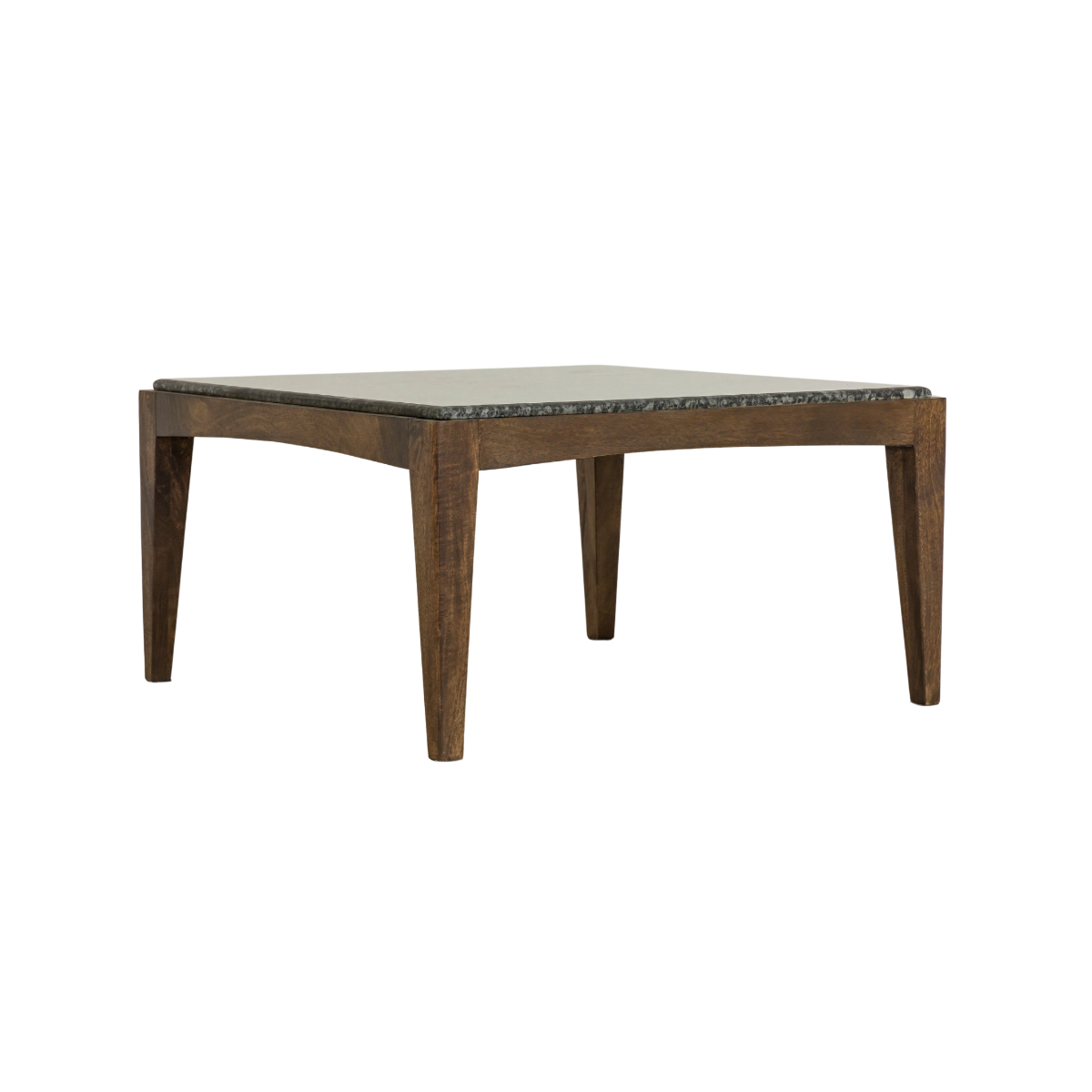 Table basse carrée en bois de manguier et marbre noir Ilithe