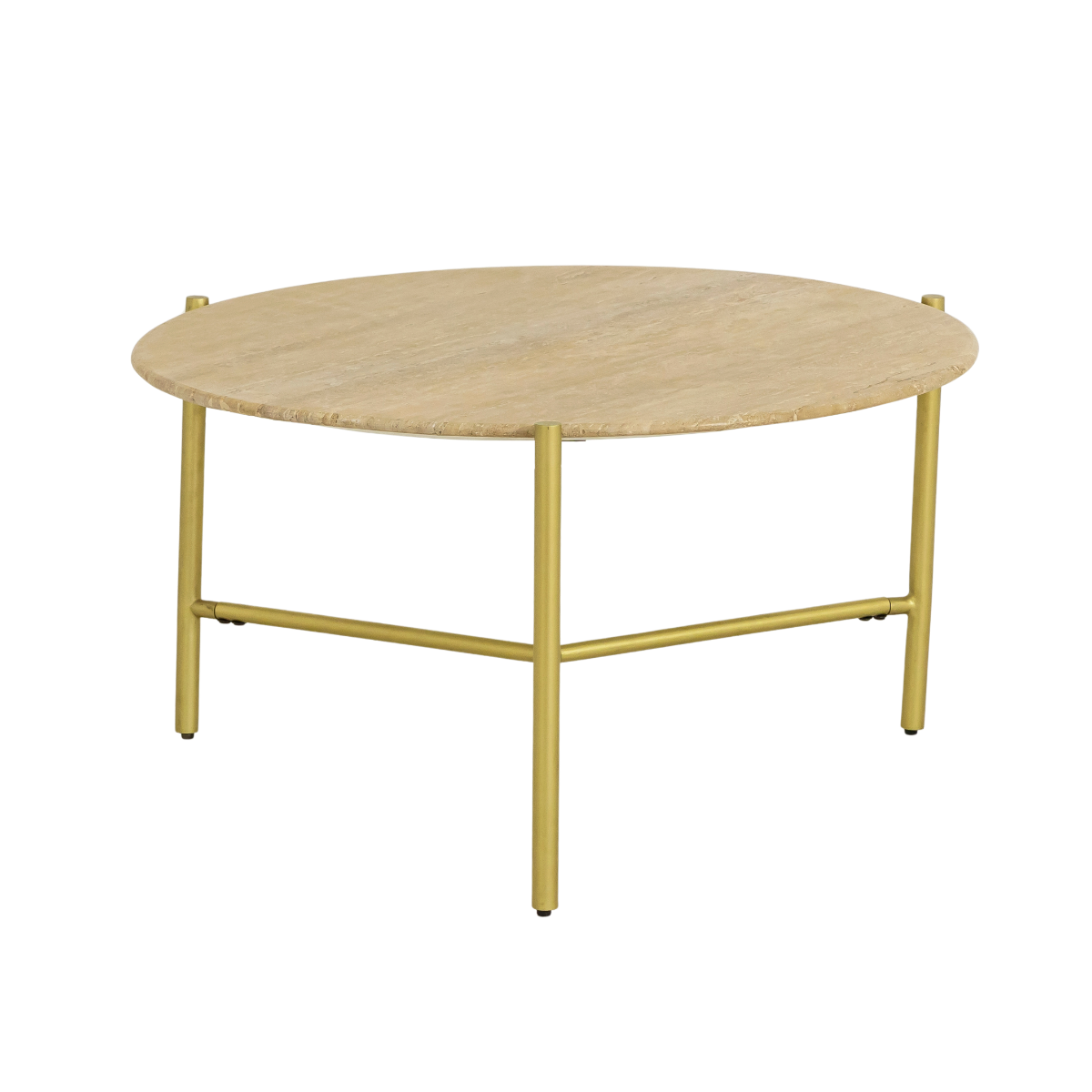 Table basse ronde en marbre et métal doré Cerys