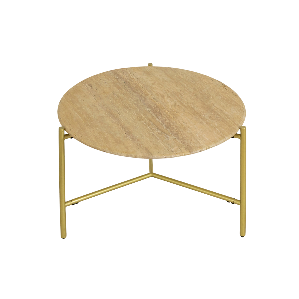 Table basse ronde en marbre et métal doré Cerys