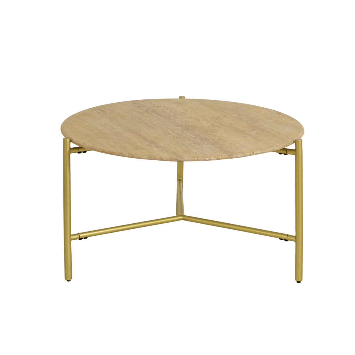 Table basse ronde en marbre et métal doré Cerys