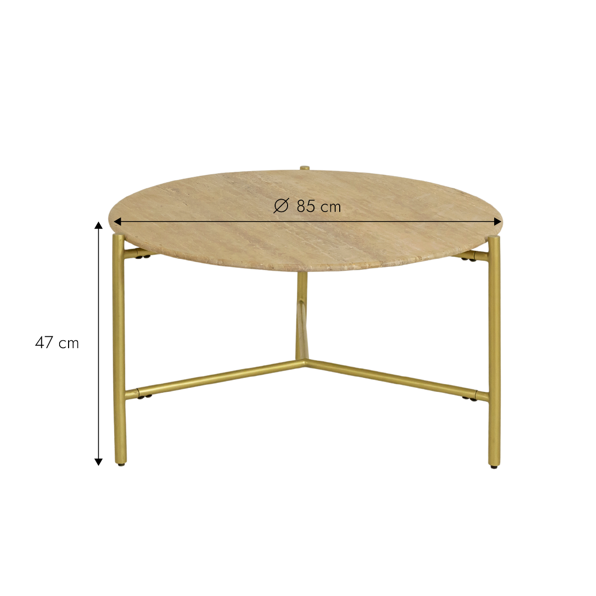 Table basse ronde en marbre et métal doré Cerys