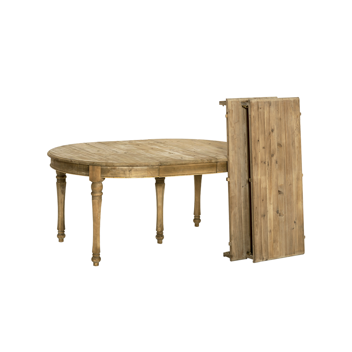 Table à manger avec allonges en bois recyclé Garance