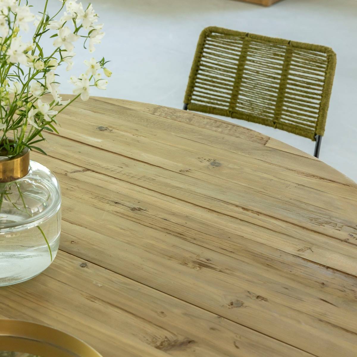 Table à manger avec allonges en bois recyclé Garance