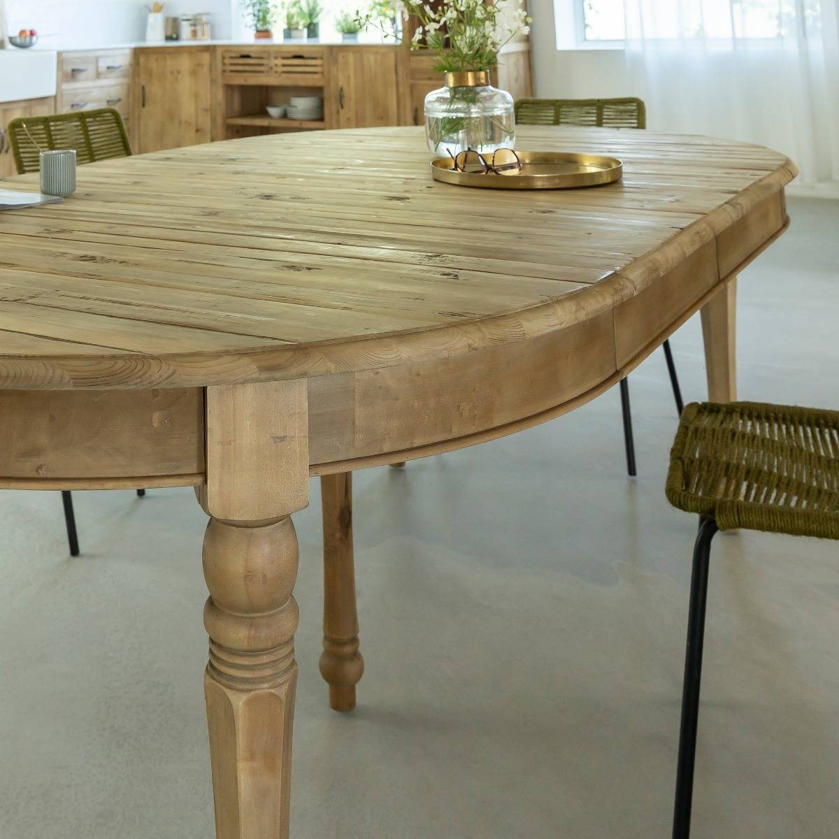 Table à manger avec allonges en bois recyclé Garance
