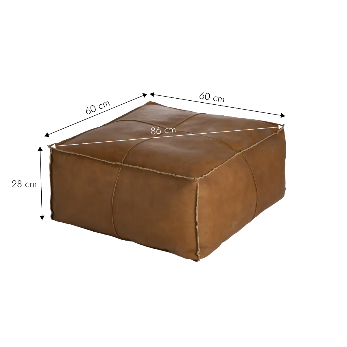 Pouf en cuir petit modèle Mina