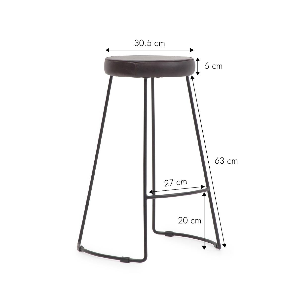 Tabouret de bar en cuir brun Bérénice