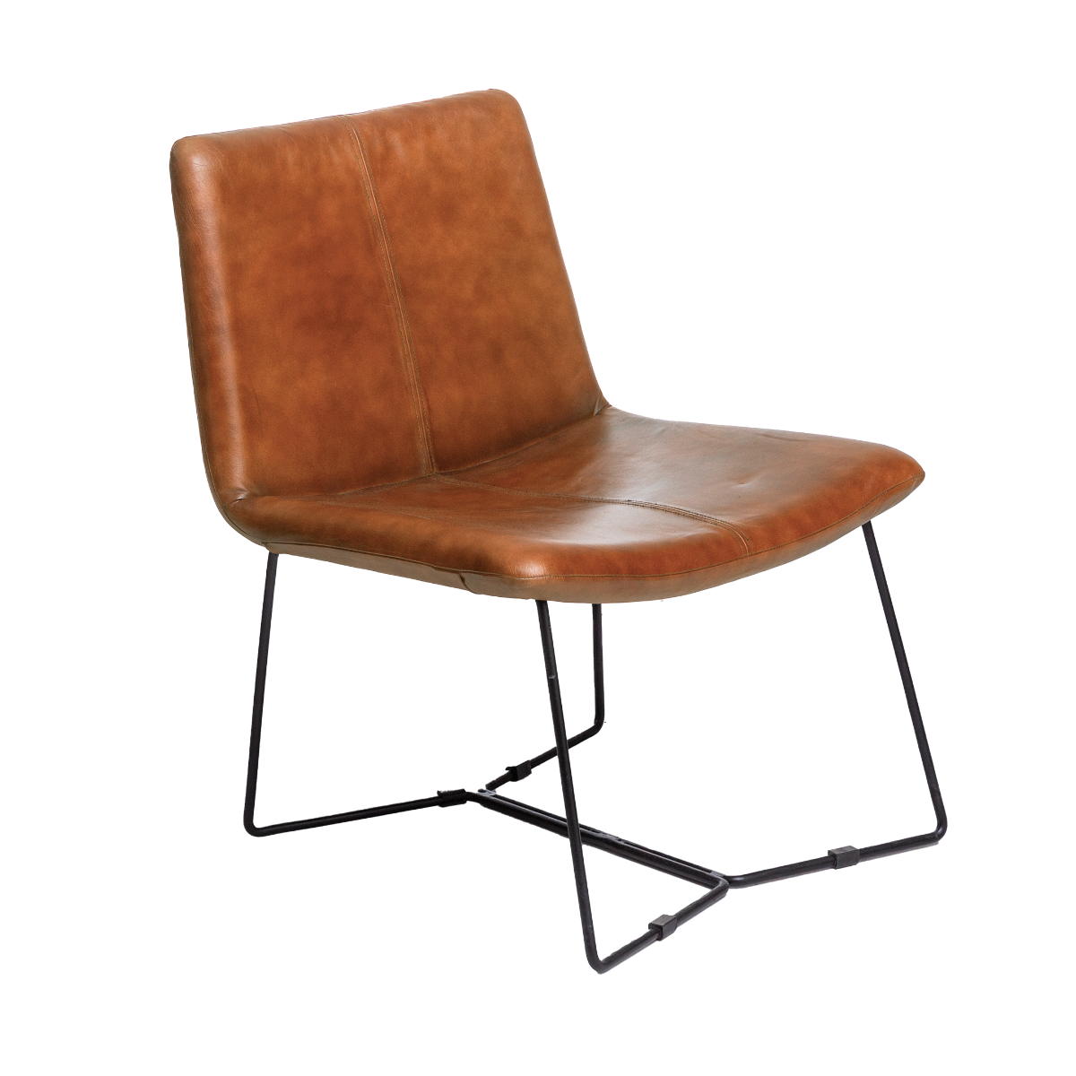 Fauteuil en cuir marron Chahinaize