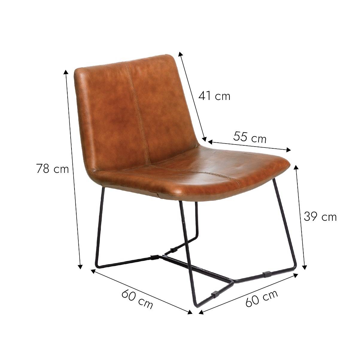 Fauteuil en cuir marron Chahinaize