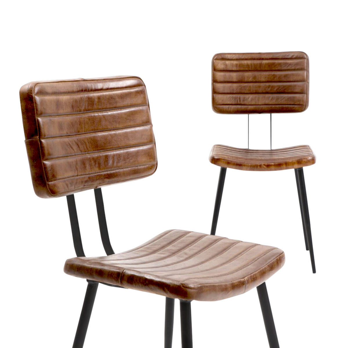 Chaise en cuir marron Dune (lot de 2)