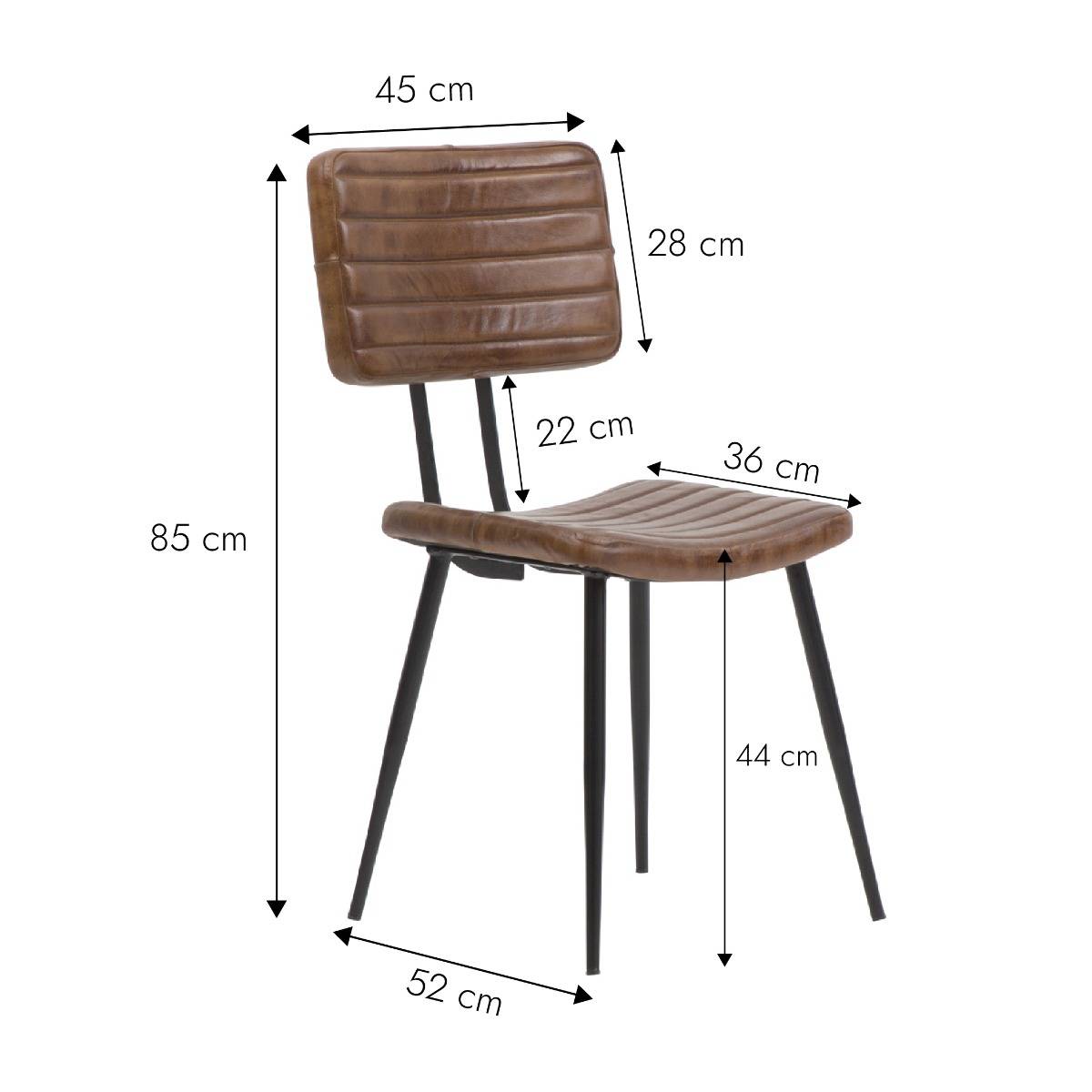 Chaise en cuir marron Dune (lot de 2)