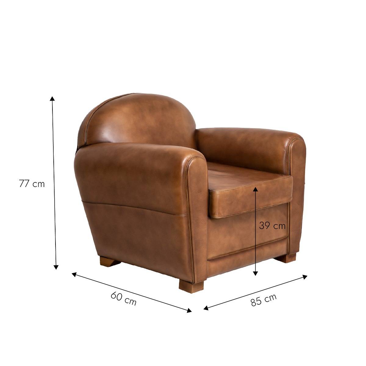 Fauteuil en cuir marron Aaron 