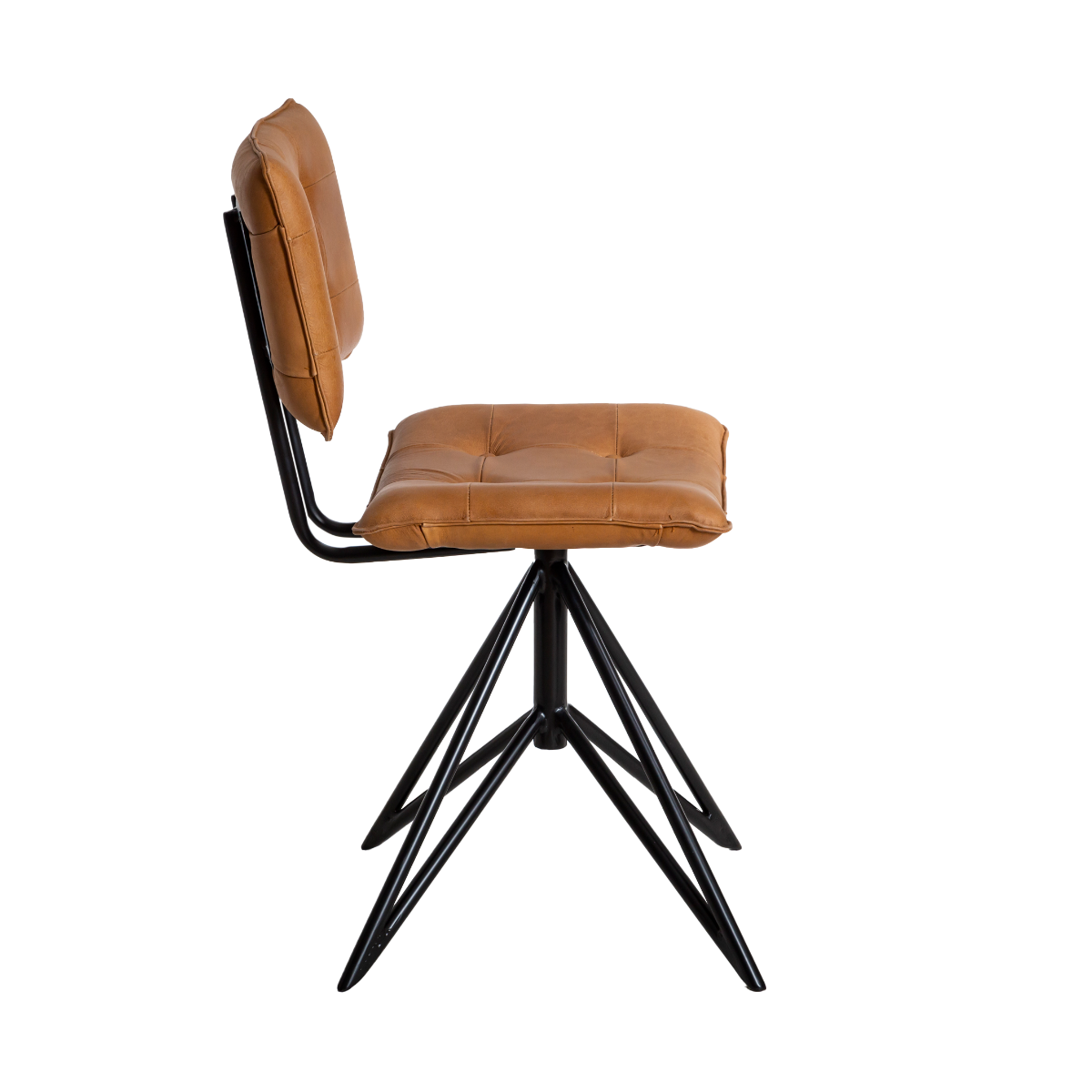 Chaise en cuir marron et métal Alex  (lot de 2)