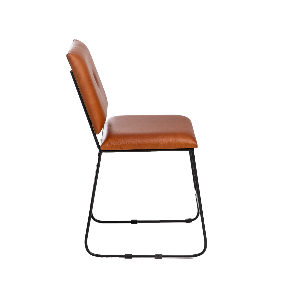 Chaise en cuir marron et métal noir Arthur (lot de 2)