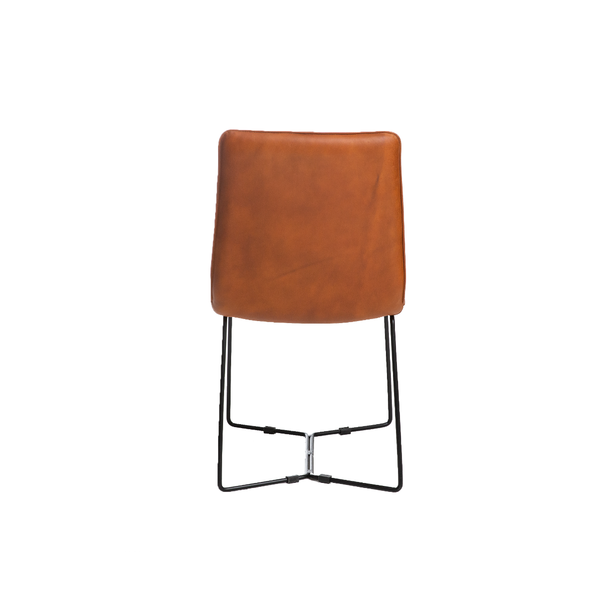 Chaise en cuir marron et métal Charles (lot de 2)