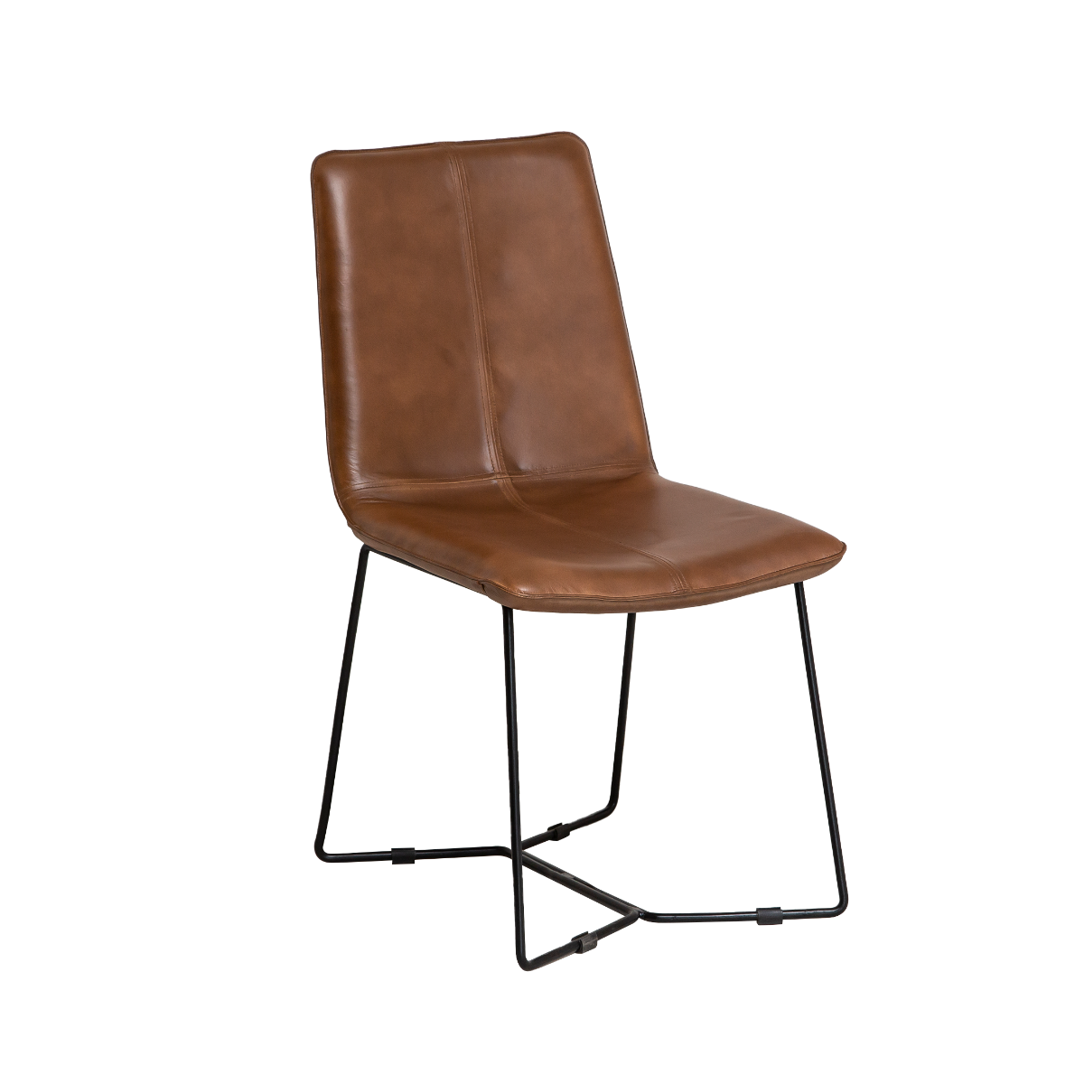 Chaise en cuir marron clair Lilou  (lot de 2)